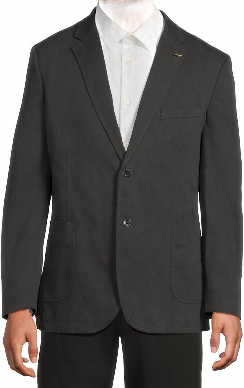 NEW JOHNSTON & MURPHY washed cotton blazer in black